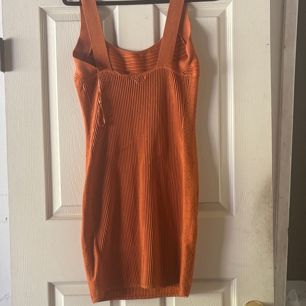 GUESS Orange Ribbed Tank Mini Dress - Picture 4 of 4